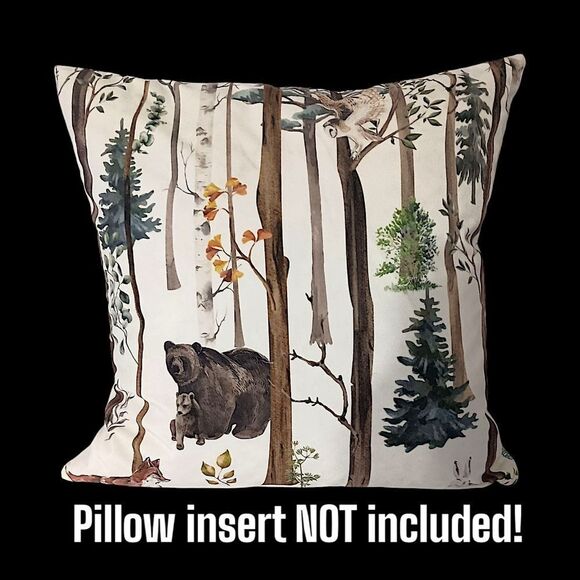MACODESIGN Woodland Animals Pillow Cover Sham Accent Velvet Cabin Forest Fairy - Picture 11 of 16